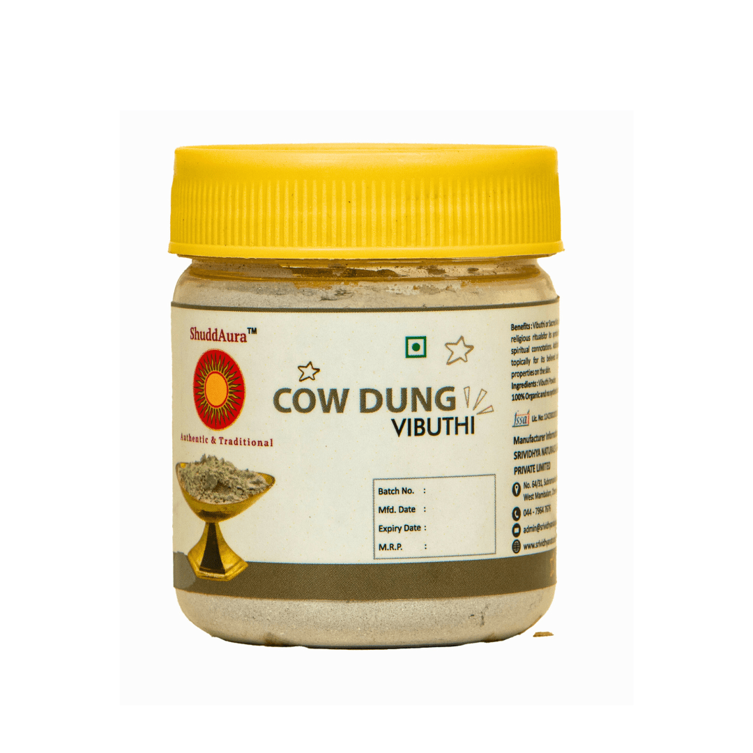 SRIVIDHYA Cowdung Vibuthi traditional sacred holy ash for pooja, tilak, temple rituals, homam, and daily Hindu worship