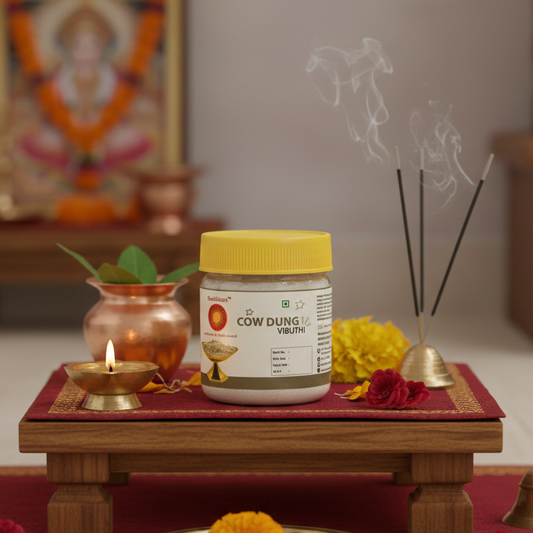 Srividhya Cow Dung Vibuthi - 50g | Traditional Sacred Ash for Daily Pooja