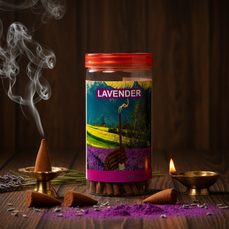 Srividhya Lavender Dhoop Cones - 150g | Cone Dhoop for Pooja & Home Fragrance