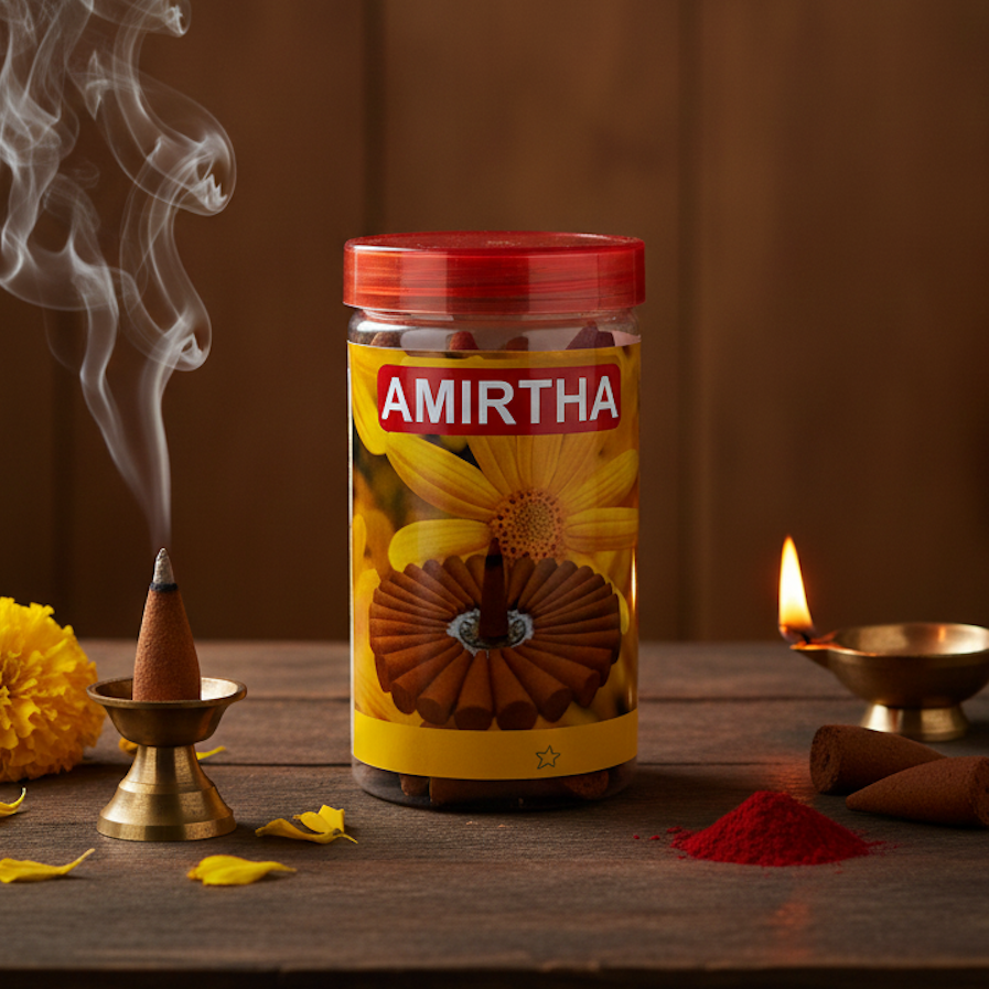 Srividhya Amirtha Dhoop Cones - 150g | Cone Dhoop for Pooja & Home Fragrance