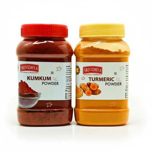 Srividhya Turmeric Powder & Kumkum Combo | Natural Pooja & Temple Use