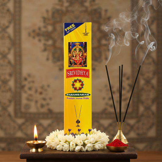Srividhya Parambariyam Agarbathi - 80g | Traditional Incense Sticks for Pooja (Free Match Box)