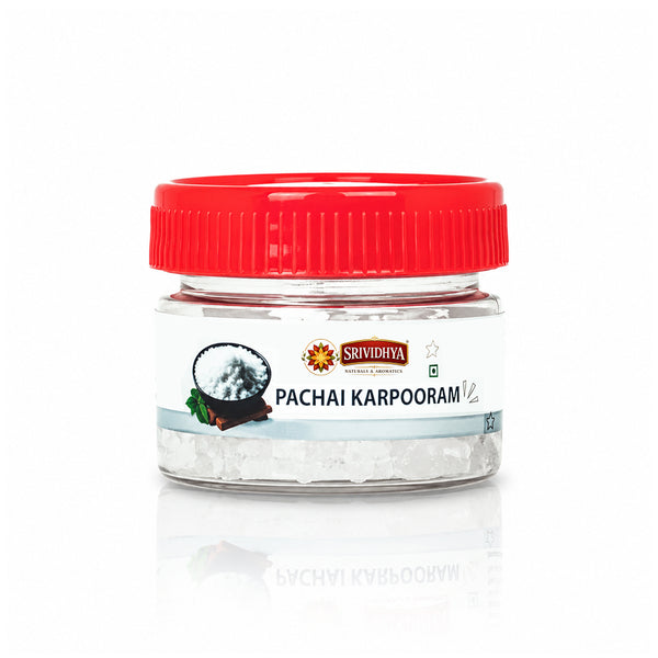 SRIVIDHYA Pachai Karpooram 20g | Bhimseni Kapoor | Natural Camphor for Pooja & Aarti
