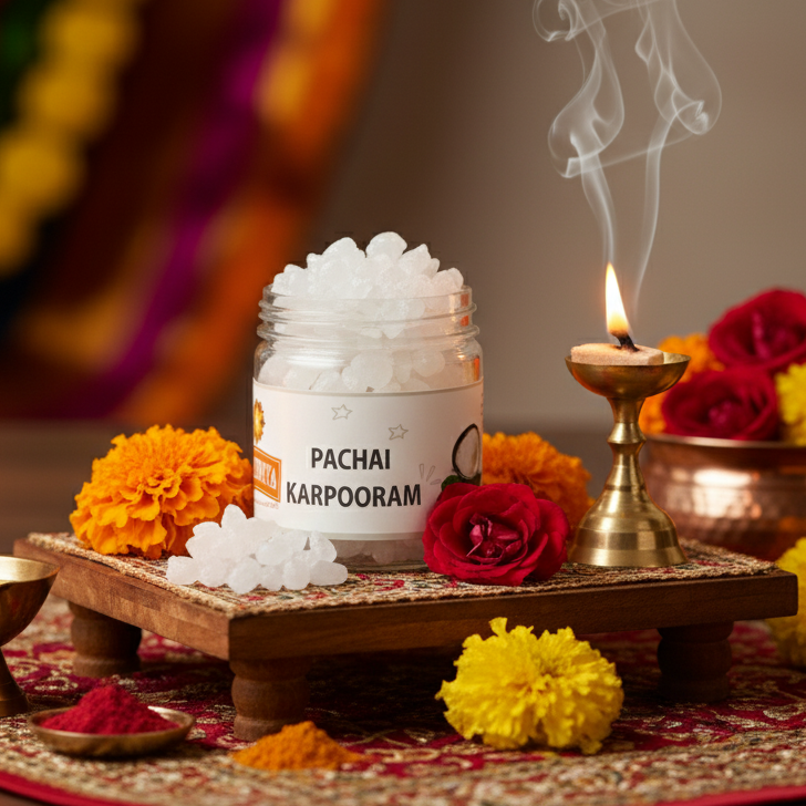Srividhya Pachai Karpooram - 50g | Edible Camphor for Pooja