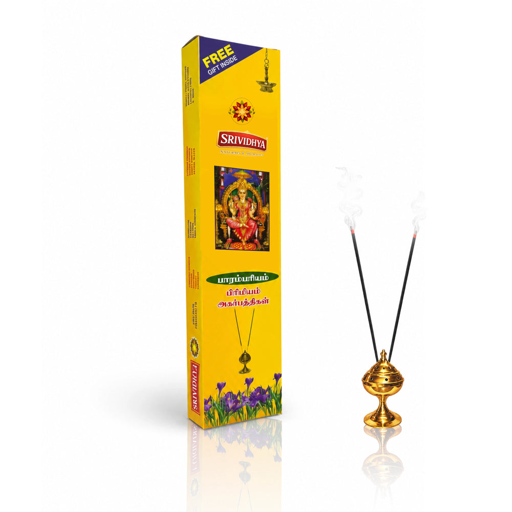 SRIVIDHYA Parambariyam Agarbathi 80g – Traditional Incense Sticks for Pooja (Free Gift Box)