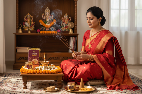 Indian woman using Srividhya Naturals products