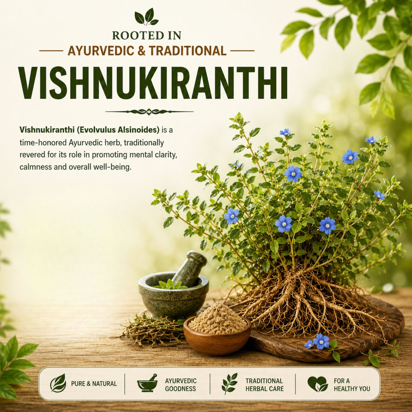 Srividhya Naturals Vishnu Kiranthi Powder 150g | Pure Ayurvedic Herbal Powder