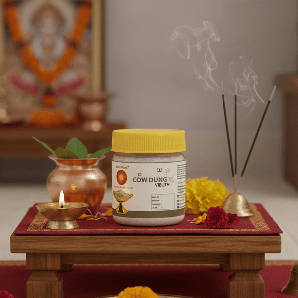 SRIVIDHYA Cowdung Vibuthi traditional sacred holy ash for pooja, tilak, temple rituals, homam, and daily Hindu worship