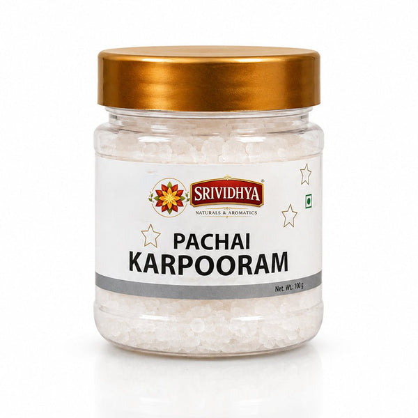 SRIVIDHYA Pachai Karpooram 50g | Bhimseni Kapoor | Natural Camphor for Pooja & Aarti