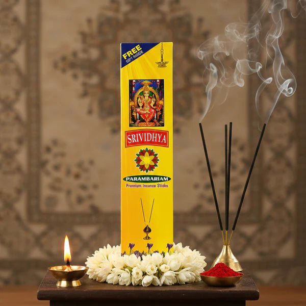 SRIVIDHYA Agarbathi 80g | Incense Sticks for Pooja (Free Match Box)