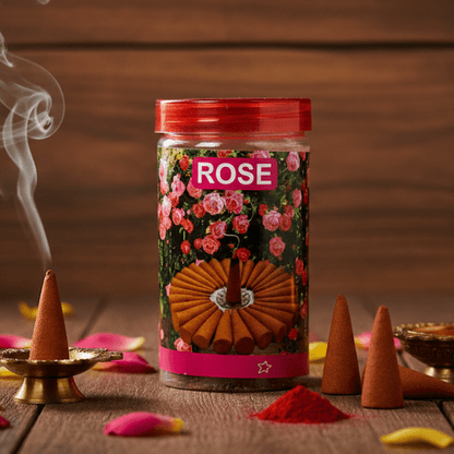 Srividhya Rose Dhoop Cones - 150g | Cone Dhoop for Pooja & Home Fragrance