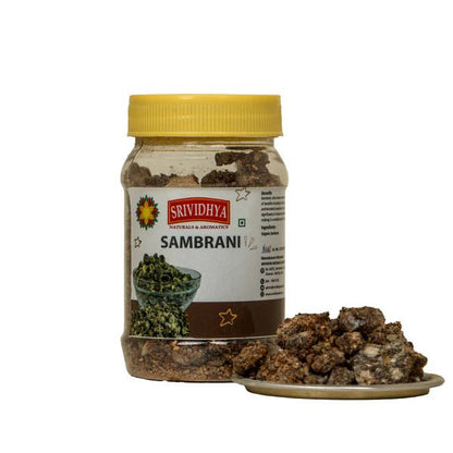 SRIVIDHYA Sambrani 100g natural incense resin for pooja, meditation, temple rituals, and traditional home fragrance.