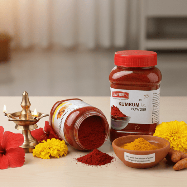Premium Kumkum Powder for pooja rituals, tilak application, temple worship, festivals, and traditional Hindu ceremonies