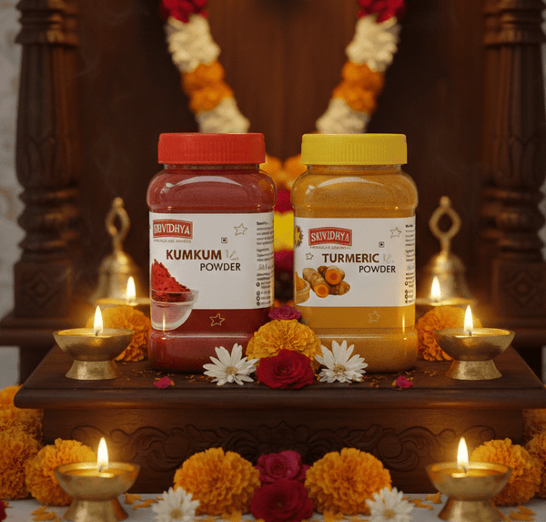 Srividhya Turmeric Powder & Kumkum Combo | Natural Pooja & Temple Use
