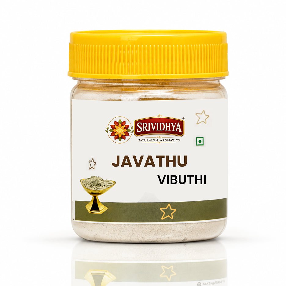 SRIVIDHYA Javathu Vibuthi - 50g | Scented Sacred Ash for Pooja & Meditation