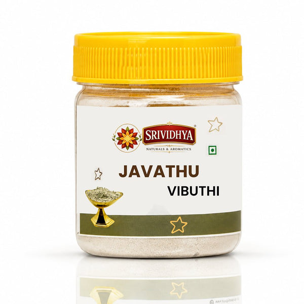 SRIVIDHYA Javathu Vibuthi - 50g | Scented Sacred Ash for Pooja & Meditation